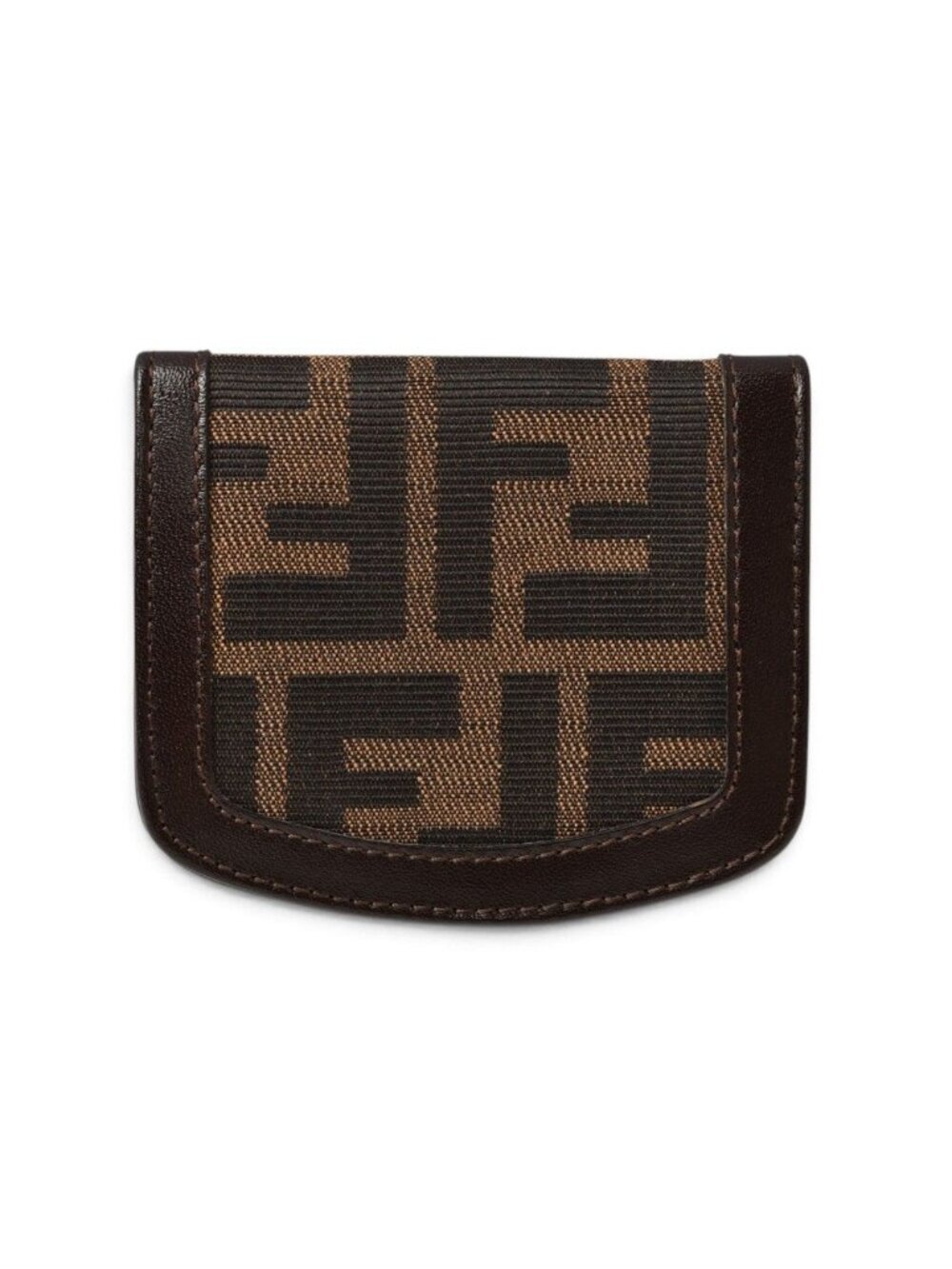 Fendi Coin Purse Vintage Zucca Pattern Horseshoe Shape Brown